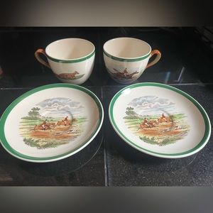Rare Spode “The Hunt” set of 2 Cups & Saucers